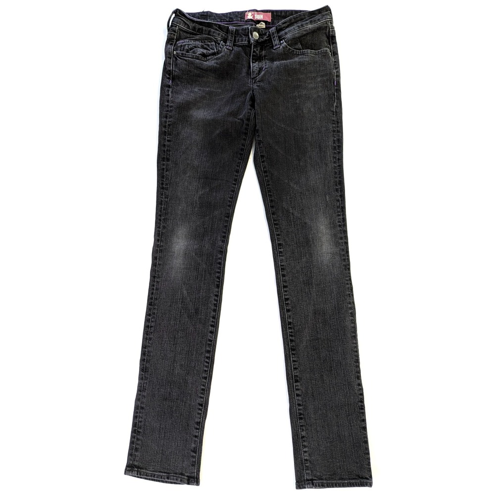 H&M SQIN Slim Fit Jeans Faded Black Purple Stitching Mens Size 30x33